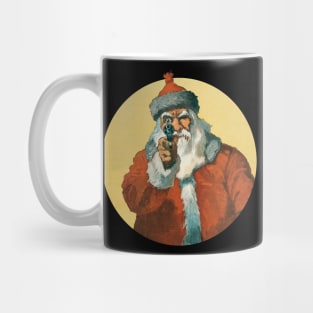 Vintage Angry Santa with Gun Mug